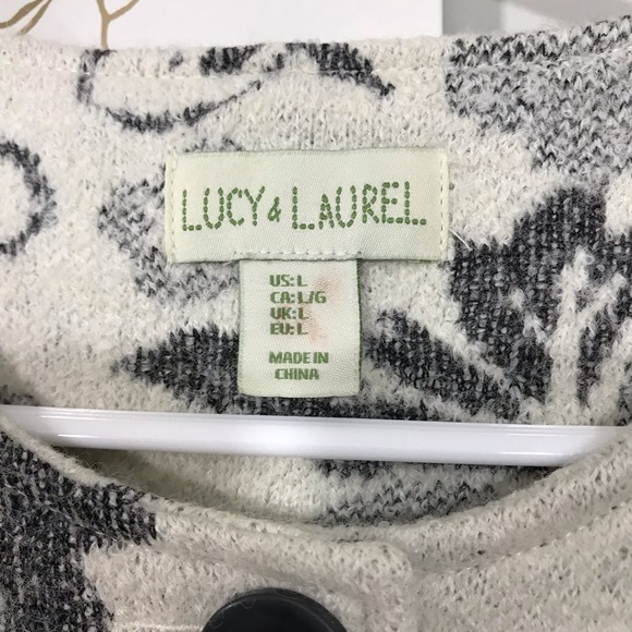 Lucy & Laurel Whit Gray Leaf Print Wool Jacket - Picture 3 of 8